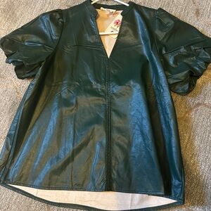 Vegan leather green top size M